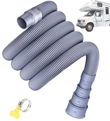 Tubo de desagüe plegable para caravana con adaptador ajustable, Tubo flexible de plástico para alcantarillado de cocina, tubo de agua, colador de tubo de drenaje (8m)