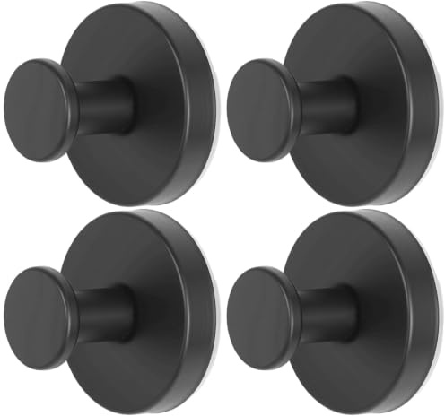 Hiyouer 4 PCS Suction Cup Hooks Stainless Steel, No-Drill Door Wreath Hanger for Christmas Decorations, Shower Towels Hooks, Holder for Glass Window Bathroom Mirror, Black