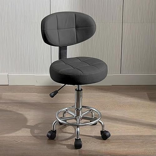 HDHNBA Fauteuil de Bureau Moderne - Tabouret Roulant de Bureau à Dos Bas,Réglable en Hauteur - Chaise de Travail Pivotante avec Repose-Pieds pour Bureau,Domicile,Salon ou Dessin(Noir,Paquet de 1)