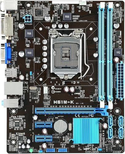 Carte mère Fit for ASUS H61M-K DDR3 LGA 1155 PCI-E 3.0 Micro ATX et Les processeurs Intel Core i5-2300 et i5-3570.