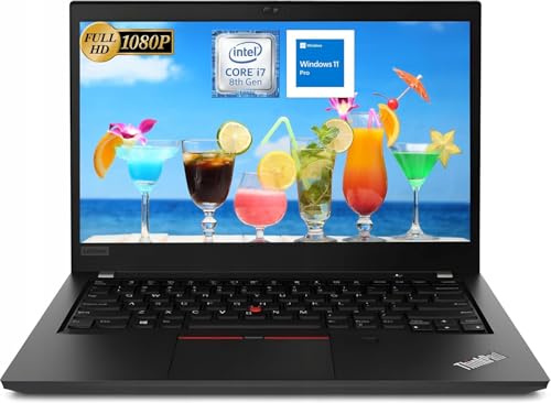 Lenovo Thinkpad T490 Ordinateur portable i7, 14 FHD (1920 x 1080), Intel Core i7-8665U, 16 Go de RAM, 256 Go SSD, webcam, clavier QWERTY américain, Windows 11 Pro (renouvelé)