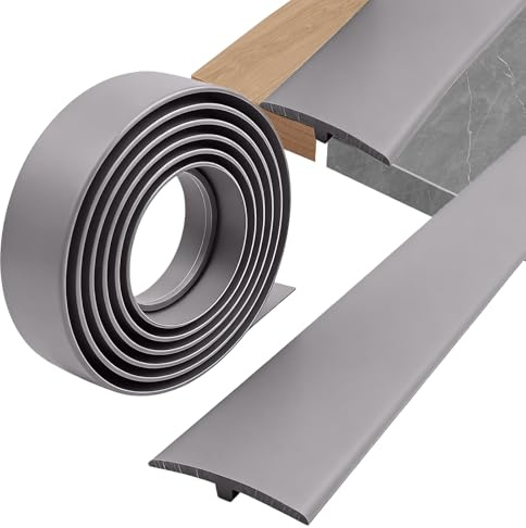 Übergangsprofil, T Profil Übergangsleiste Selbstklebend, Übergangsprofil Selbstklebend,Übergangsleiste Boden,Türschwellen Leiste PVC Flache Spaltabdeckung für Türschwellen (Gray, 5cm x 3m)