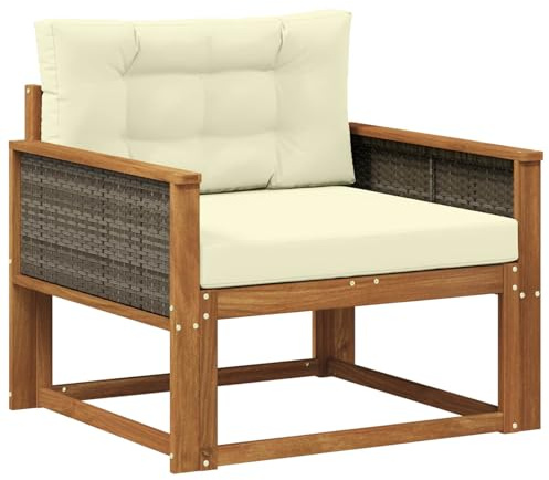 vidaXL Outdoor Mittelsofa Massivholz Akazie Natur, Akazienholz Outdoor Mittelsofa, wetterfestes Patiositzmöbel, modernes Möbel für Gartenlounge und Balkon