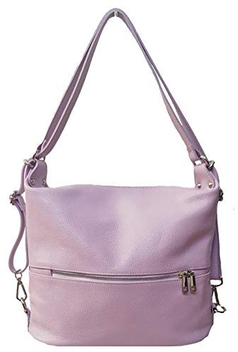 Bottega Carele Borsa Donna a spalla in vera pelle trasformabile in zaino made in italy (Lilla)