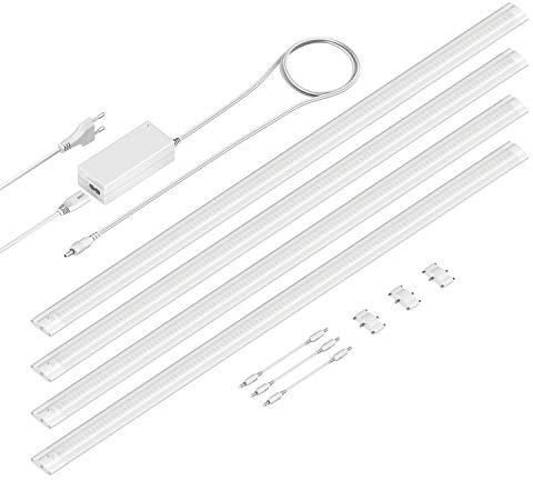 ledscom.de LED Unterbau-Leuchte SIRIS weiß matt, flach, 90cm, je 963lm, warm-weiß 4er Set