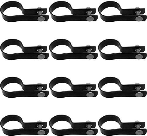 Jake Sales 7,5 cm Spannband für Maschendrahtzaun – Verwendung für 5,5 cm Außendurchmesser Pfosten / Rohre – schwarz pulverbeschichtetes Kettenglied-Spannband (12 Stück)