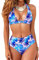 JFAN Costume da Bagno Donna a Vita Alta in Due Pezzi Stampa Floreale Bikini Halter Regolabile Costumi da Bagno,Viola,S
