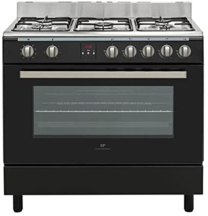 CONTINENTAL EDISON Cuisiniere piano four multifonctions catalyse 95L affichage digital L90 xH85 cm NOIR MAT ET INOX