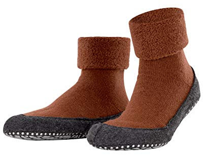 Falke Stoppersocken Herren Cosyshoe M SO- 16560, Hausschuhe Mit Rutschfesten Noppen, Merinowolle, braun (caramel 5042), 43-44