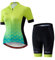 Damen Radtrikot Set Kurzarm + 5D Gepolsterte Fahrradhose Schnelltrocknend Reflektierend 3 Taschen S-3XL, JP2017, 38 (M EU)