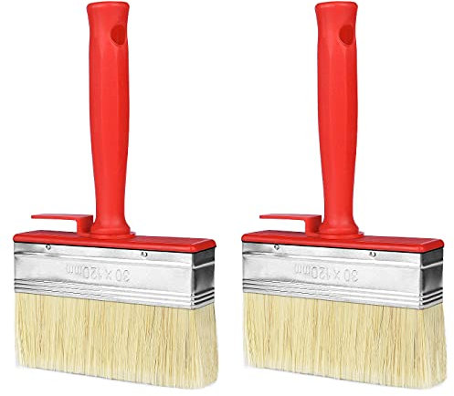 Drado 2 Pcs Decking Paint Brush Set, Dusting Brush Set, Shed/Fence/Decking/Timber Block Paint Brushes, Thick Chip Paint Brush for Wood Timber Block Gloss Wall Furniture Painting (4.8“ 120mm)