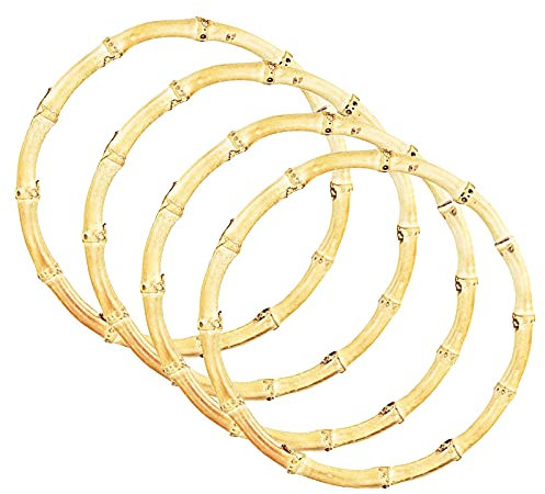 4 Pack Handtasche Griffe Ersatz, Runde Bambus Handtasche, Taschengriffe Rund Holz, für DIY Taschenherstellung Zubehör