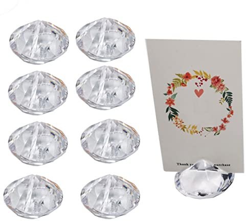 luzen 8 Stück Acryl Diamant Form Tischkartenhalter Hochzeit Dekoration Tischnummer Kartenhalter Namenskarte Bild Memo Notiz Foto Display Ständer Halter für Hochzeit Geburtstag Party Favor, klar