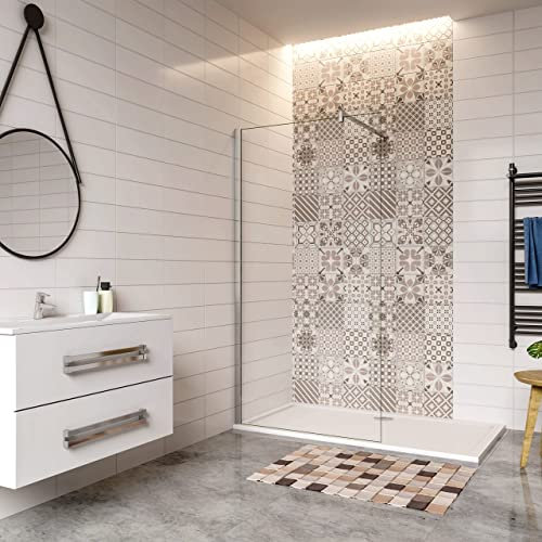 70x200 cm Doccia Walk In Parete Fissa Vetro Temperato da 10 mm Trasparente Anticalcare Barra Stabilizzatrice 140 cm Tagliabile Cromo Lucido