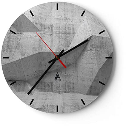 ARTTOR Modern Glasuhr 40x40cm Rund Wanduhr Abstrakt Schwarz-Weiß - 4183