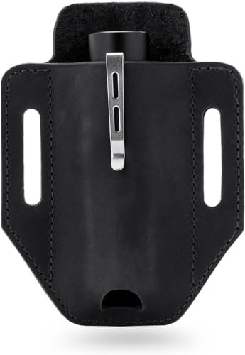 VIPERADE EDC Leather Belt Pouch Organizer Holster Tool Holder One Pocket for Knife/Flashlight/Tactical Pen/Tools (Black)