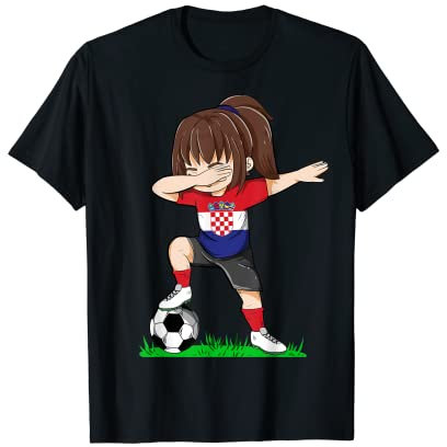 Fußball Kroatien Trikot Shirt Kroatien Flagge Fußball Mädchen Dab T-Shirt