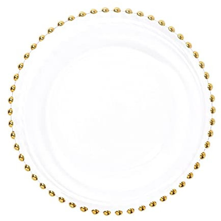 MIlAodE Essteller Nordic Gold Bead Glas Ladegerät Teller Teller Salat Obst Hochzeit Teller Abendessen Dessertteller (Color : B) (C) (B)