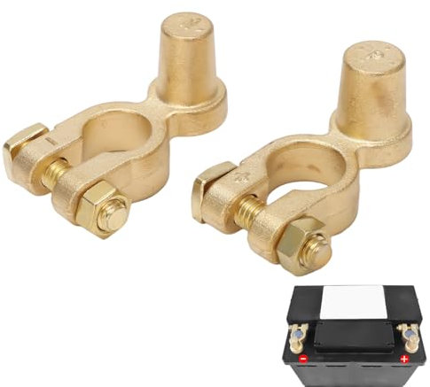 1 Paar Batterieklemmenstecker, 12V 24V M8 Kupfer Batterie Klemmen Batterie-Schnelltrennanschlüsse Autobatterie-Trennklemme SAE zu JIS Positiver Negativer Oberer Batteriepol für Boot, LKW, Auto