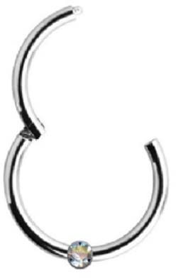 Generisch PIERCING CLICKER Ring Echt 750 Gold Weissgold mit echtem Diamant Intim Helix Septum Conch Tragus modern Durchmesser 10 mm 47002-10