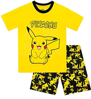 Pokemon Pyjamas Garçon | Pyjamas Courts pour garçons Pikachu | Ensembles de vêtements de Nuit pour garçons | Jaune 5-6 Ans