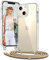 Vaykwo Handykette mit Band für Apple iPhone 14 Hülle und iPhone 13 Hülle - Necklace Handyhülle - Transparente Case zum Umhängen mit Kameraschutz und Bildschirmschutz - Golden