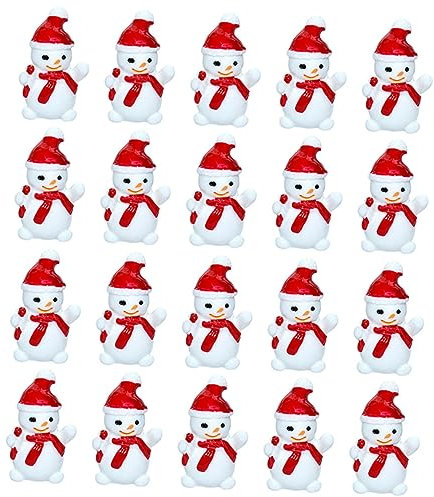 SAFIGLE 30er-Pack Mini-Schneemann-Ornamente, Weihnachtsdekoration, rustikale Winterdekoration, kleine Schneemann-Weihnachten, Schneeballfiguren, Mini-Ornamente