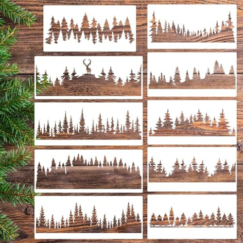 Pochoirs d'arbre de pin pour la peinture