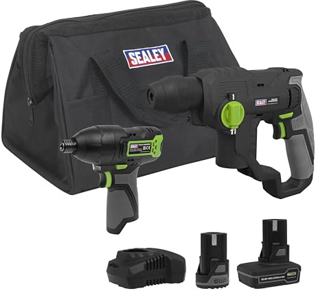 Sealey 2 x 10.8V SV10.8 Series Rotary Hammer Drill & Impact Driver Kit - CP108VCOMBO4