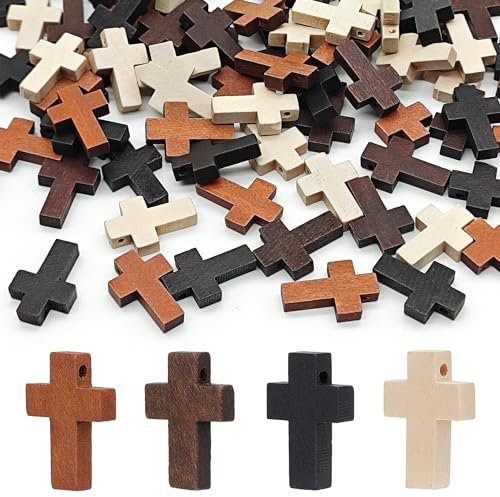 HAOBIN 80 Pcs Holz Kreuz AnhäNger Holzkreuz Perlen Kreuz AnhäNger Holz Kreuz Charms Holzkreuz Handwerk NatüRliche Holz Kreuz Kleine Kreuz AnhäNger FüR Party Favours Diy Schmuck ZubehöR Taufe Kommunion