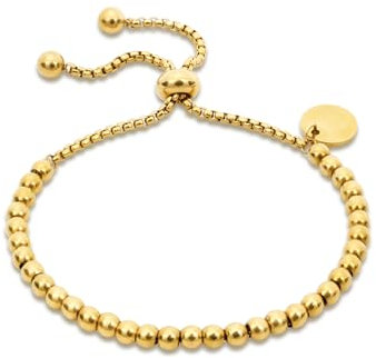 Yowivon Vergoldetes Armband Zierlich Einstellbare Slider Perlen Armbänder Trendy Charm-Armband Rostfreier Stahl Anlauffrei Goldschmuck für Frauen Teenager Mädchen Geschenke