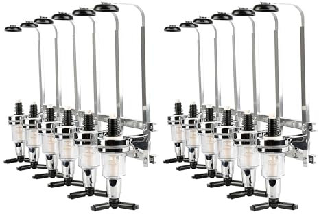 XUANYU Distributeur d'alcool pour 12 Bouteilles, Distributeur de Boissons pour Bar, Support Bar Distributeur Boissons Murale, Mesures Dosage 1,5 oz (43 ML) (Argent 12 Bouteilles)