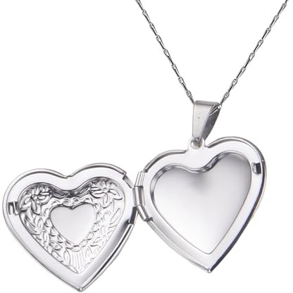 1 Piece Flip Heart Locket Necklace, Engraved Silver Plated Pendant, Retro Fashion Clothing Matching Accessories (Silver)