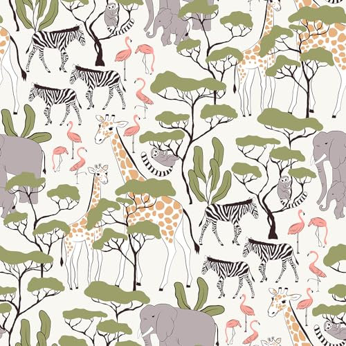 REDAMANCY Boho Abstract Animals Elephant Zebra Modern Peel and Stick Wallpaper Vintage Wall Paper Stick on Contact Paper Easy Peel Off for nightstand Drawer Renter Friendly 17.7x236