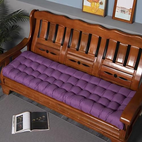 FEEGAR HLXHG 8cm Dickes Bankauflage Bankkissen, Sitzkissen Bank Sitzauflage Innen Outdoor, Gute Qualität Waschbare Gartenbank Auflage, Rechteck Sitzkissen Groß Für Stuhl Boden Bürostuhl,Lila,48x150cm