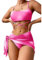 BSLVWG Frauen 3-teilige Bikini Sets mit Rock Halter Bikini Top Sexy Dreieck Bikini Bottoms Strand Badeanzug Badebekleidung Badeanzüge (DE/NL/SE/PL, Alphanumerisch, L, Große Größen, Regular, Hot Pink)