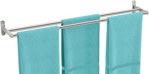 76,2 cm Doppel-Handtuchstange, gebürstetes Nickel, Handtuchhalter für Badezimmer, Edelstahl, Wandmontage, doppelte Badetuchstangen, lange Stange, Handtuchhalter für Badezimmerwand