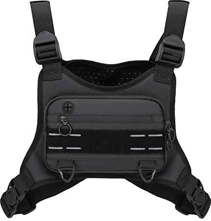 FTCYCRU Outdoor Running Chest Bag for Men and Woman with Extra Storage, Water Resistant Sports Chest Pack Lightweight Running Vest Rigs for Workouts Cycling Hiking (Black)
