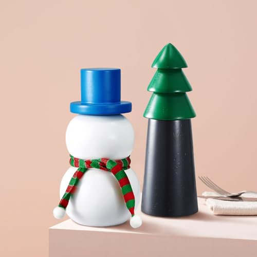 MAITTON Wooden Salt and Pepper Grinders Set - Manual Pepper Mill Refillable Spice Grinder with Adjustable Coarseness, White Black 16.5cm