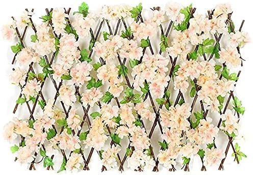 YangHaoDiSY Künstliche Hecke, Blumengarten, erweiterbar, künstliche Hecke, Garten, Spalier, Holz für Zuhause, Wand, Zaun, Dekor (Champagner)
