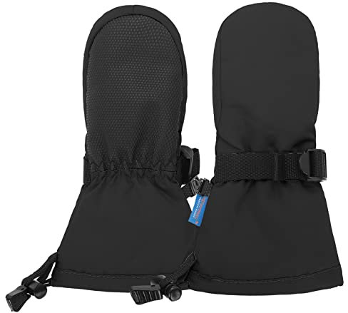 Durio Fäustlinge Kinder Wasserdicht Unisex Baby Handschuhe Kinder Kleinkinder Fäustlinge Skihandschuhe Winter Jungen Mädchen Handschuhe Verstellbaren Bündchen Wintersport Schwarz ohne Daumen 0-2 Jahre
