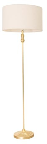 ValueLights | Gold Metal Candlestick Floor Lamp with Cream Boucle Shade Living Room Light | Floor Lamps, Home Décor & Improvement Essential | Included LED Bulb