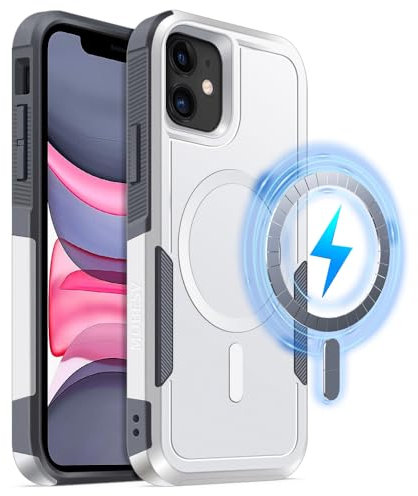 MOBESV Funda Magnética para iPhone 11 6,1 Pulgadas, Cover para Magsafe, Funda Protectora Antichoque Mate Satinada, Blanco