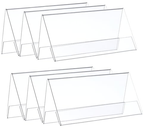Cabilock 6pcs Acrylic Conference Table Cards Desk Name Plate Double Sided Identity Display Holder for Office Meeting Seating Arrangement