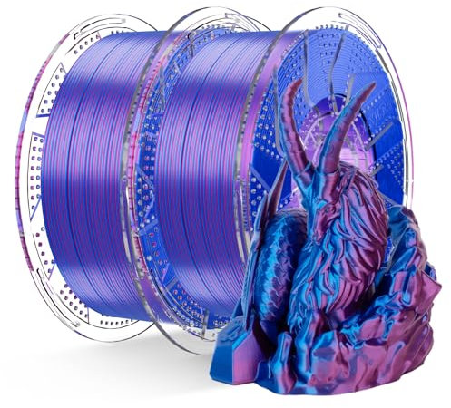 Chitu Systems Conjure Silk PLA 3D Drucker Filament, 1.75mm Dual Color Filament, Silk Rosa Blau 3D Druck Filament 1KG/2.2lb (Y-Silk PLA-Rosa Blau-2kg)