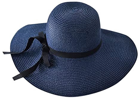 SUNMME Sombrero de Playa para Mujer, Sombrero de Paja con ala Plegable, Sombrero de Verano para Mujer, Sombrero de Surf (Azul: Azul, Talla única)