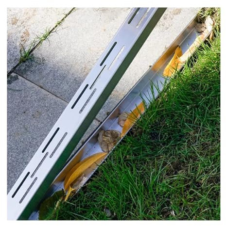 Edelstahl Gartenentwässerung Set, 1m Lang Rechteckig Schmalwasser Graben Entwässerungsrinne System, Außenbereich Terrasse Einfahrt Gehweg Abflussgitter-Umlenker, Bodenablauf Für Dusche(100x10x5CM)