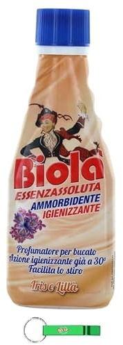 Biolà Essenza Assoluta Profumatore Ammorbidente Lot de 12 désodorisants pour linge très concentrés Iris et lilas, linge parfumé 250 ml + porte-clés Beni Culinari gratuit