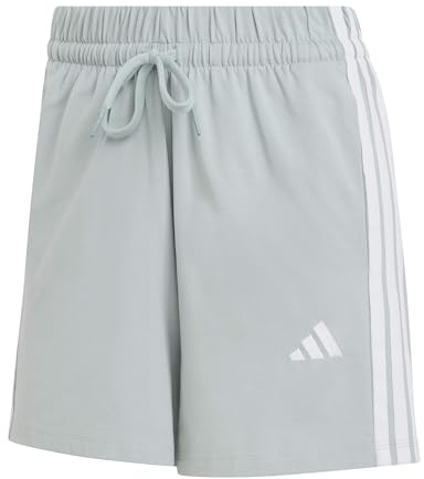 adidas Women's Essentials 3-Stripes Cotton Shorts, Wonder Sage/White, XXL Short