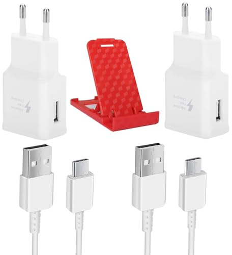 2er Pack USB Ladegerät Stecker mit USB-C Ladekabel 1,5m Für Samsung Galaxy | S9 S10 S22 S21 S20 A17 A16 A15 A14 A37 A36 A35 A57 A56 A55 A54 A53 A05s A04s, Z Flip6/5, Tablet Schnellladekabel Netzteil